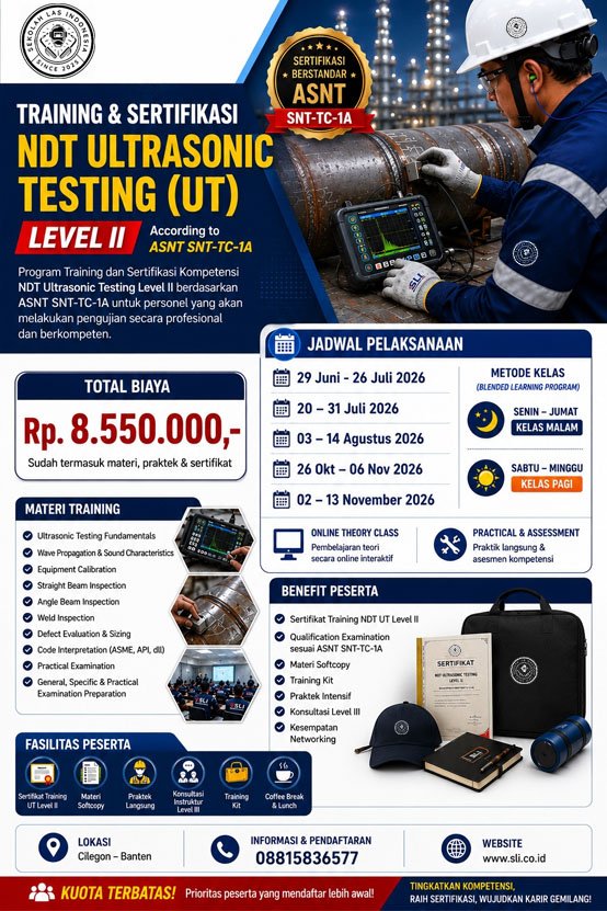 Inspector melakukan Ultrasonic Testing dengan alat UT